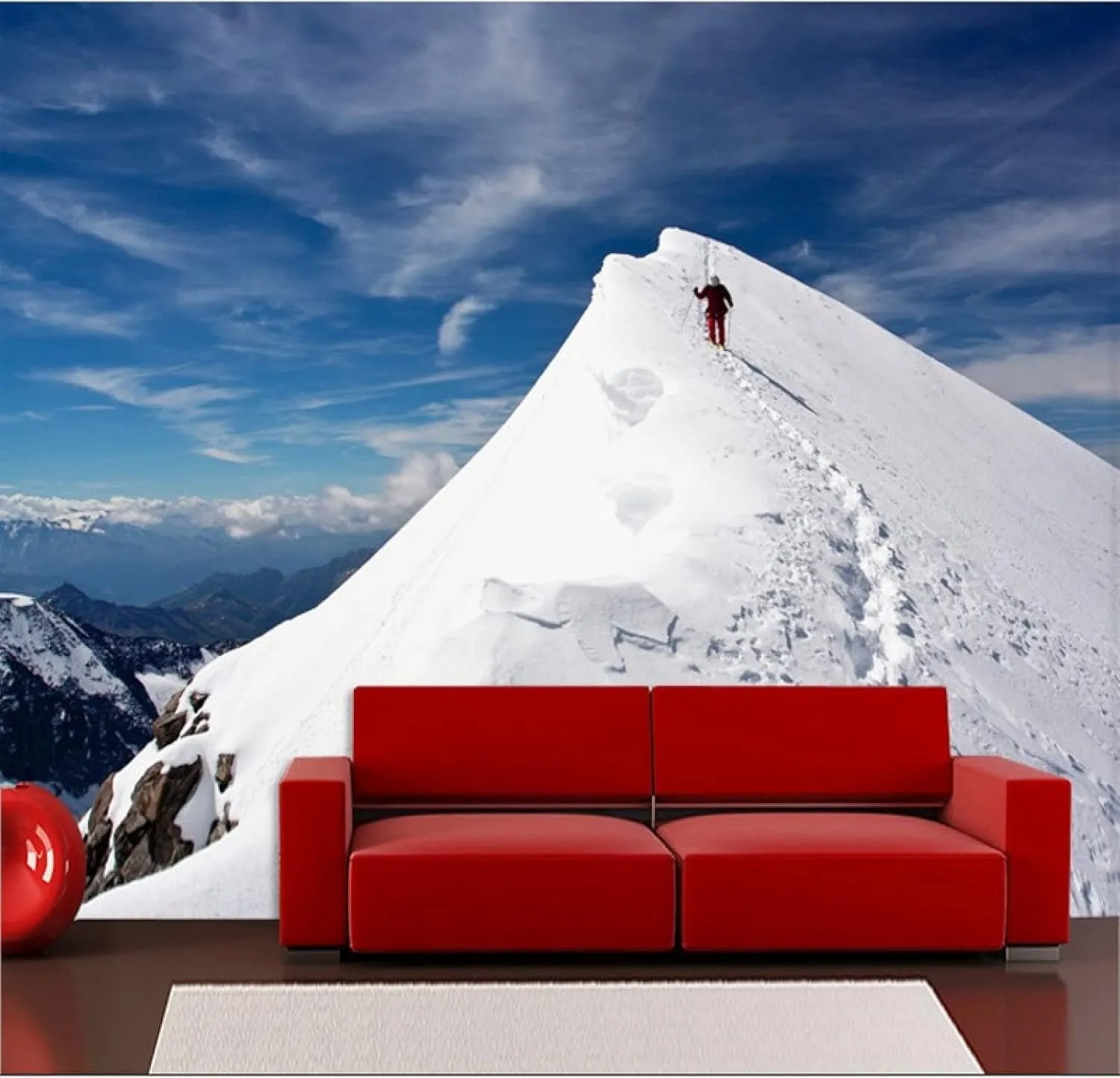 Snow Mountain Wall Mural 3D Climbing Adventure Peel and Stick Self-Adhesive Wallpaper Removable Large Sticker Home Decor Background Art Wall Painting 116"x 83"(W x H)