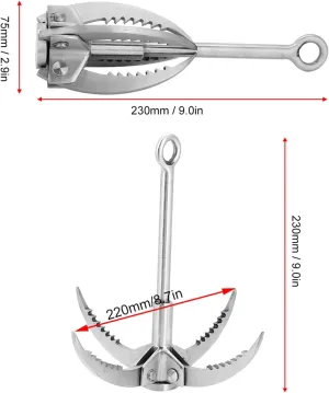 so Rock Climbing Hook Grappling, Stainless Steel Folding Grappling Hook Rock Climbing Claw Survival Tool Equipment