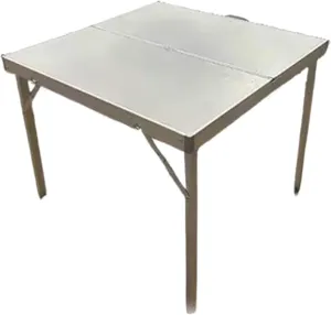 SOBOUR Folding Camping Table Square-Shaped Picnic Table Aluminum Alloy Camping Table Roll Up Desktop with Storage Bag for Outdoor, No Umbrella Hole