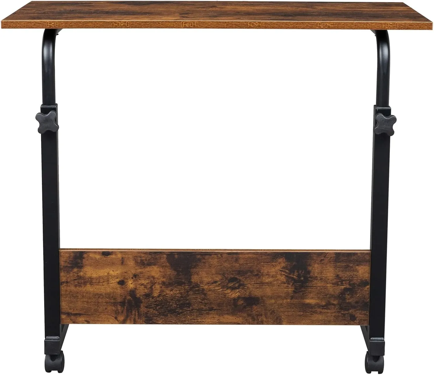 Sofa Side Table Desk with Wheels, Tray Table Portable Side Table for Bed, Table Laptop Cart, Height Adjustable Coffee Snack Table for Living Room, Bedroom, The Study, 31.5" L X 16" W, Brown