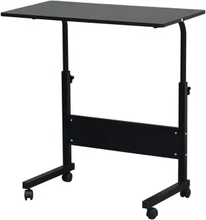 Sofa Side Table with Wheels & Baffle, Removable Laptop Desk, Height Adjustable Rolling Coffee Snack Table, TV Tray for Living Room, Bedroom, The Study, 32" LX 16" W Black