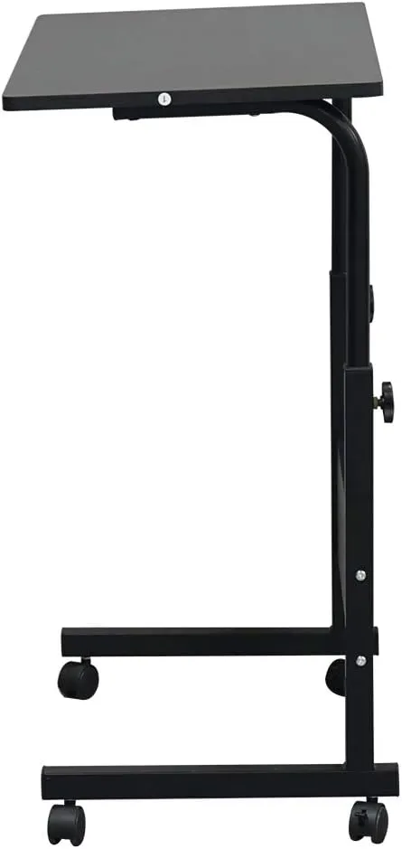 Sofa Side Table with Wheels & Baffle, Removable Laptop Desk, Height Adjustable Rolling Coffee Snack Table, TV Tray for Living Room, Bedroom, The Study, 32" LX 16" W Black