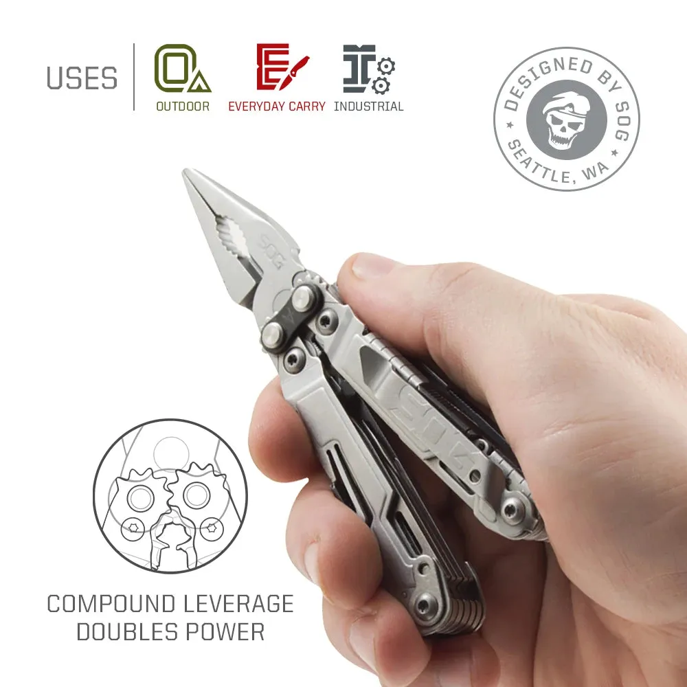 SOG 18-in-1 PowerPint Multi-Tool with Knife and Pliers for Camping and EDC