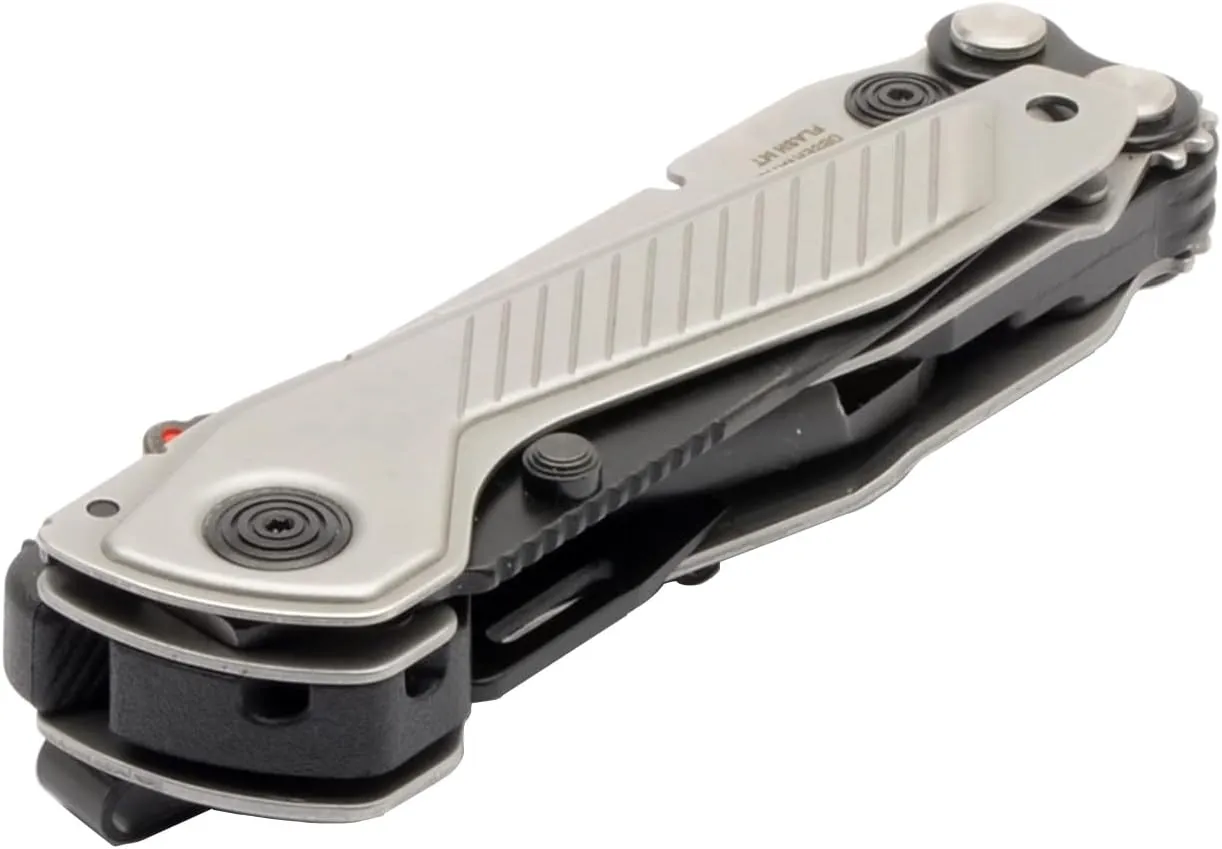 SOG Everyday Daily Solution EDC CRYO D2 Steel Compact Pocket Size Flash MT Multi-Tool, 7 Tools, Stainless-Steel Housing, Silver & Black