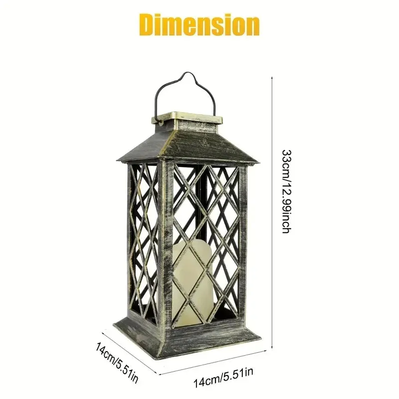 Solar Palace Lantern Flickering Flameless Candle Waterproof LED Light For Table Patio Lawn Outdoor Party Decorative