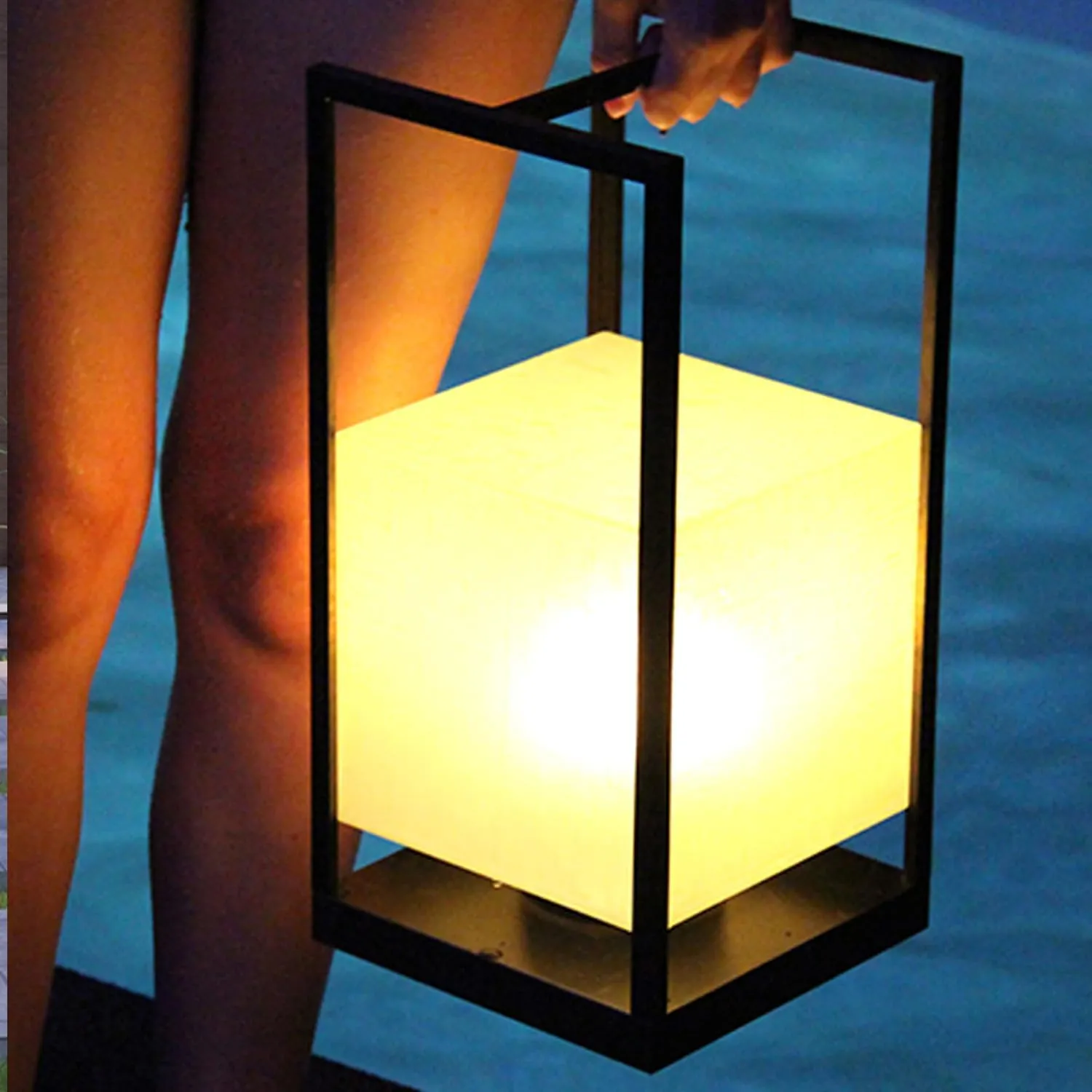 Solar Powered Porch Lantern with Acrylic Lampshade,Aluminum Rectangular Landscape Lighting,Modern Outdoor Lights Suit for Lawn Yard and Camping