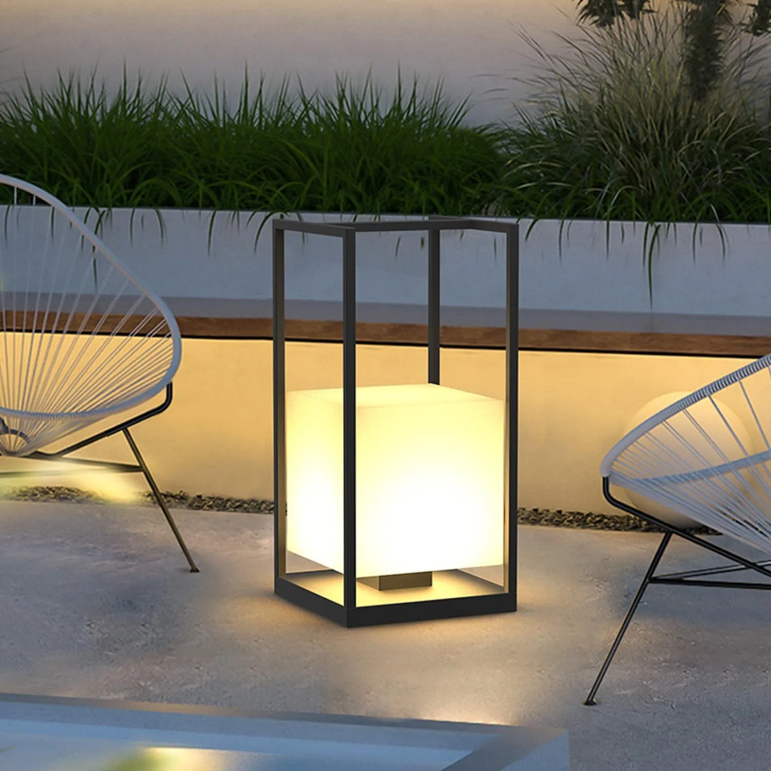 Solar Powered Porch Lantern with Acrylic Lampshade,Aluminum Rectangular Landscape Lighting,Modern Outdoor Lights Suit for Lawn Yard and Camping