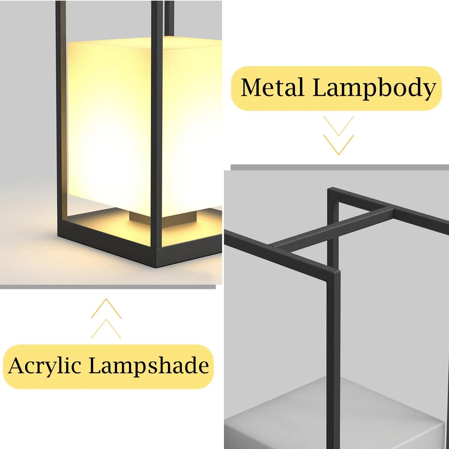 Solar Powered Porch Lantern with Acrylic Lampshade,Aluminum Rectangular Landscape Lighting,Modern Outdoor Lights Suit for Lawn Yard and Camping