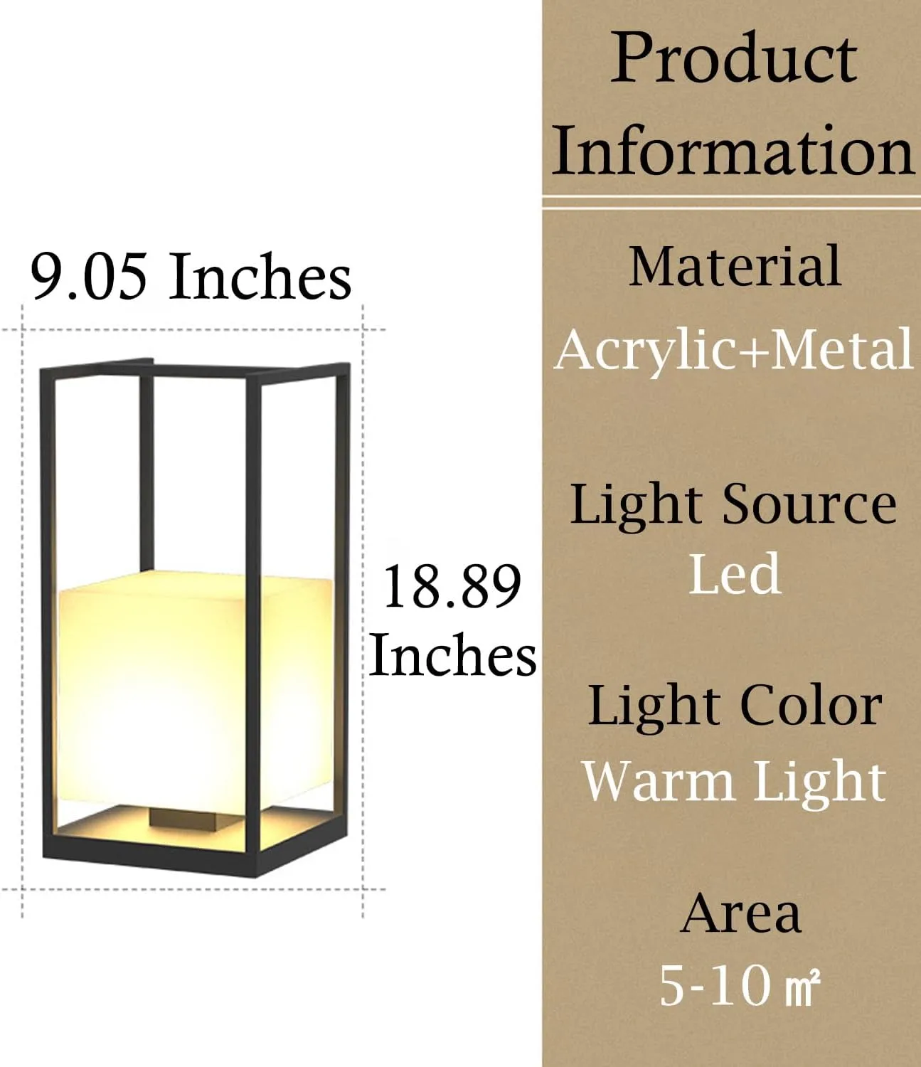 Solar Powered Porch Lantern with Acrylic Lampshade,Aluminum Rectangular Landscape Lighting,Modern Outdoor Lights Suit for Lawn Yard and Camping