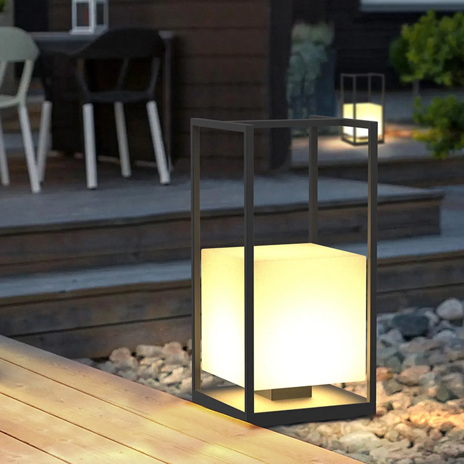 Solar Powered Porch Lantern with Acrylic Lampshade,Aluminum Rectangular Landscape Lighting,Modern Outdoor Lights Suit for Lawn Yard and Camping
