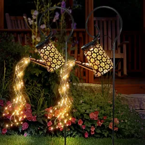 Solar Watering Can Lights Garden Decor, Retro Metal Hanging Solar Lantern with String Lights Outdoor Waterproof,, Outdoor Decorations for Porch Lawn Driveway Backyard Pathway（2 Pack）
