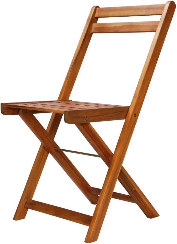 Solid Acacia Wood Folding Patio Chairs Set of 2, Weather-Resistant Outdoor Bistro Chairs with Footrests for Backyard, Poolside, and Compact Spaces