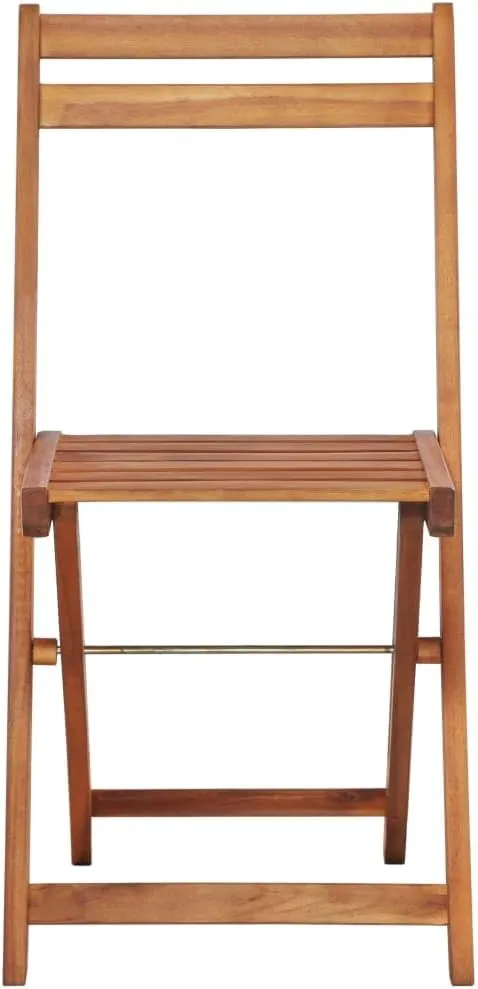 Solid Acacia Wood Folding Patio Chairs Set of 2, Weather-Resistant Outdoor Bistro Chairs with Footrests for Backyard, Poolside, and Compact Spaces