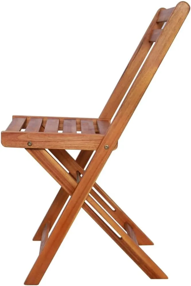 Solid Acacia Wood Folding Patio Chairs Set of 2, Weather-Resistant Outdoor Bistro Chairs with Footrests for Backyard, Poolside, and Compact Spaces