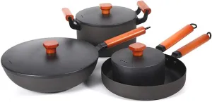 Solid Cookware Set Soup Pot Frying Pan Cooking Pot Set Kitchen Induction Cooker Casserole Milk Pot Saucepan Outdoor Camping