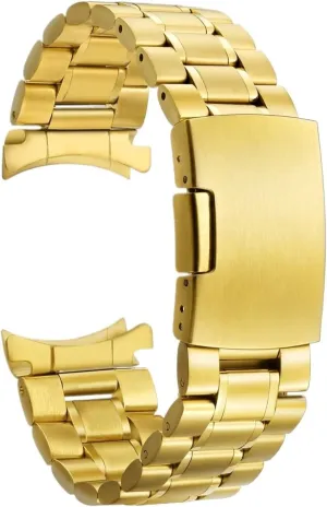 Solid Stainless Steel Curved End Watch Strap Wrist Band Bracelet Accessories Men Women Watch Chain Strap