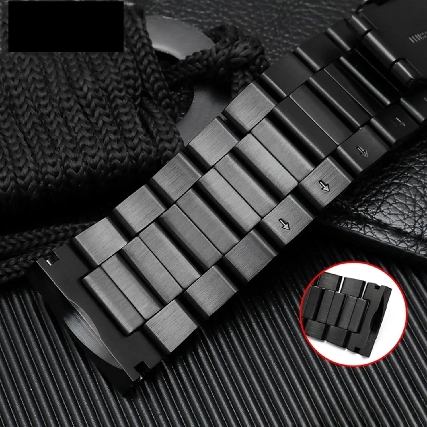 Solid Stainless Steel Glossy Black Watch Band 26mm Universal Watch Band for Quartz Watch Smart Watch Curved Interface Mens Womens Watch Accessories