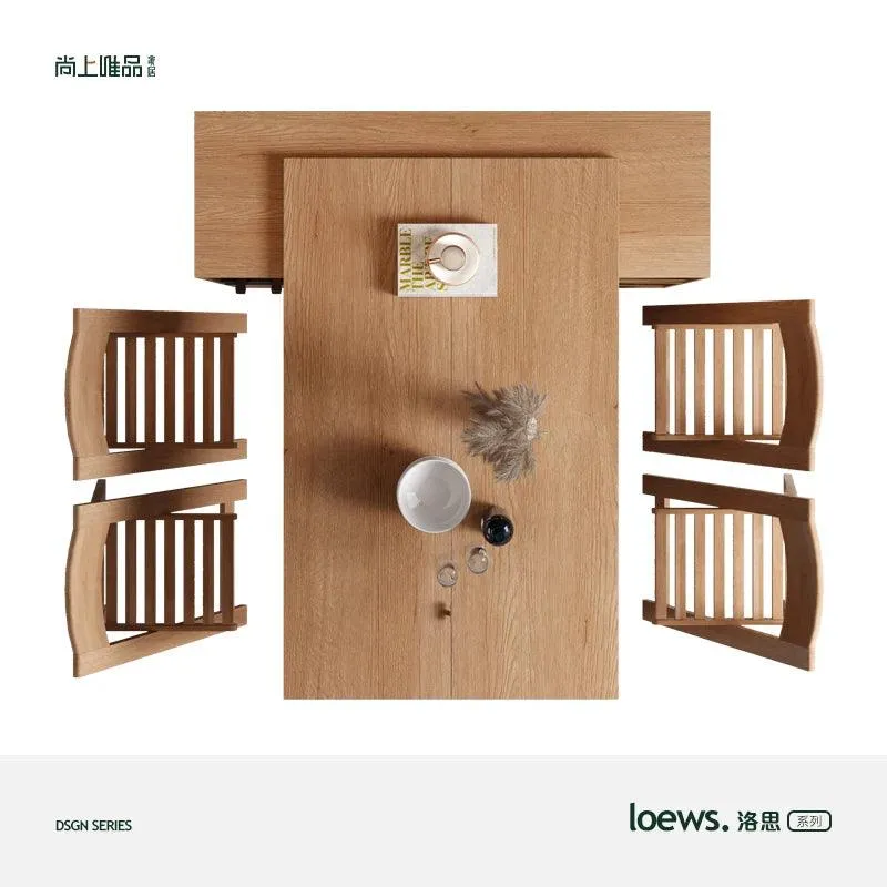 Solid Wood Multi-Functional Sideboard Cabinet Dining Tables and Chairs Set Integrated Modern Simple and Foldable Household