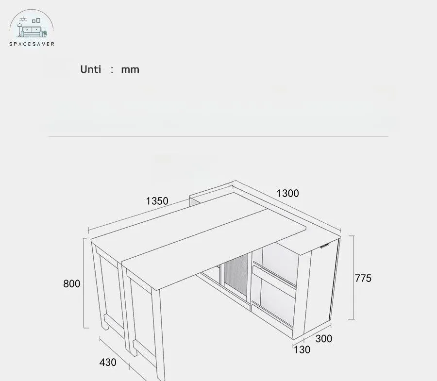 Solid Wood Multi-Functional Sideboard Cabinet Dining Tables and Chairs Set Integrated Modern Simple and Foldable Household