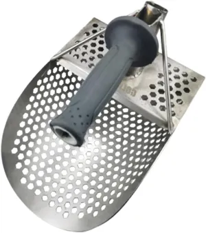 Sosoport Metal Filter Stainless Steel Digging Shovel Hexagonal Hole Scoop Beach Sifting Tool Gold for Underwater Treasure Hunting Random Color