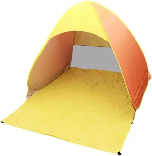 Sosoport Sun Shelter Tent Quick Setup Automatic Folding Tent for Beach Camping Outdoor Orange Yellow Full Uv Coverage Sturdy Material