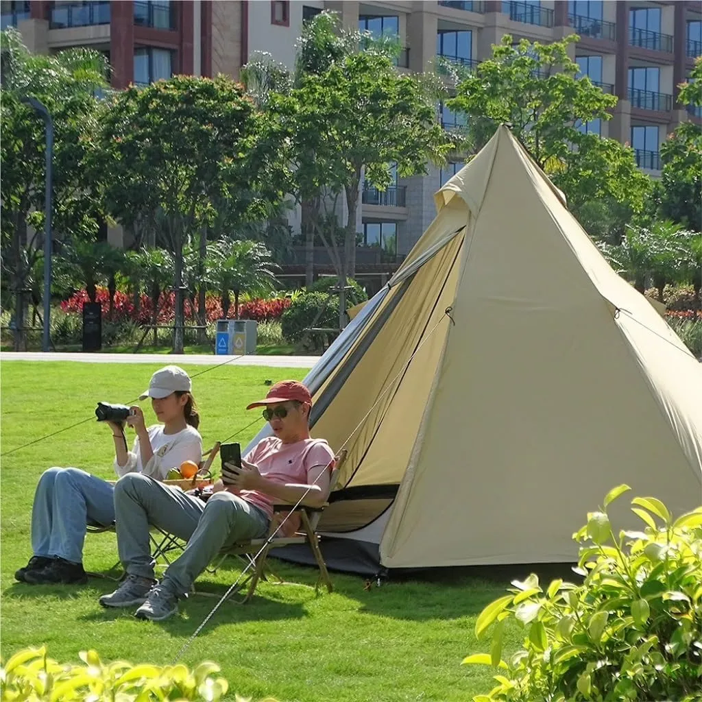 Spacious and Lightweight 3-4 Person Family Outdoor Tent Double-Layer Breathable Rainproof Peaked Camping Tent Camping Equipment Outdoor Tent