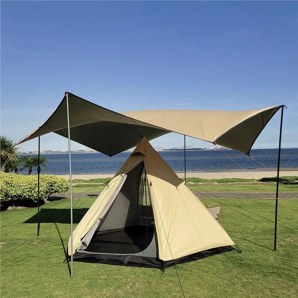 Spacious and Lightweight 3-4 Person Family Outdoor Tent Double-Layer Breathable Rainproof Peaked Camping Tent Camping Equipment Outdoor Tent