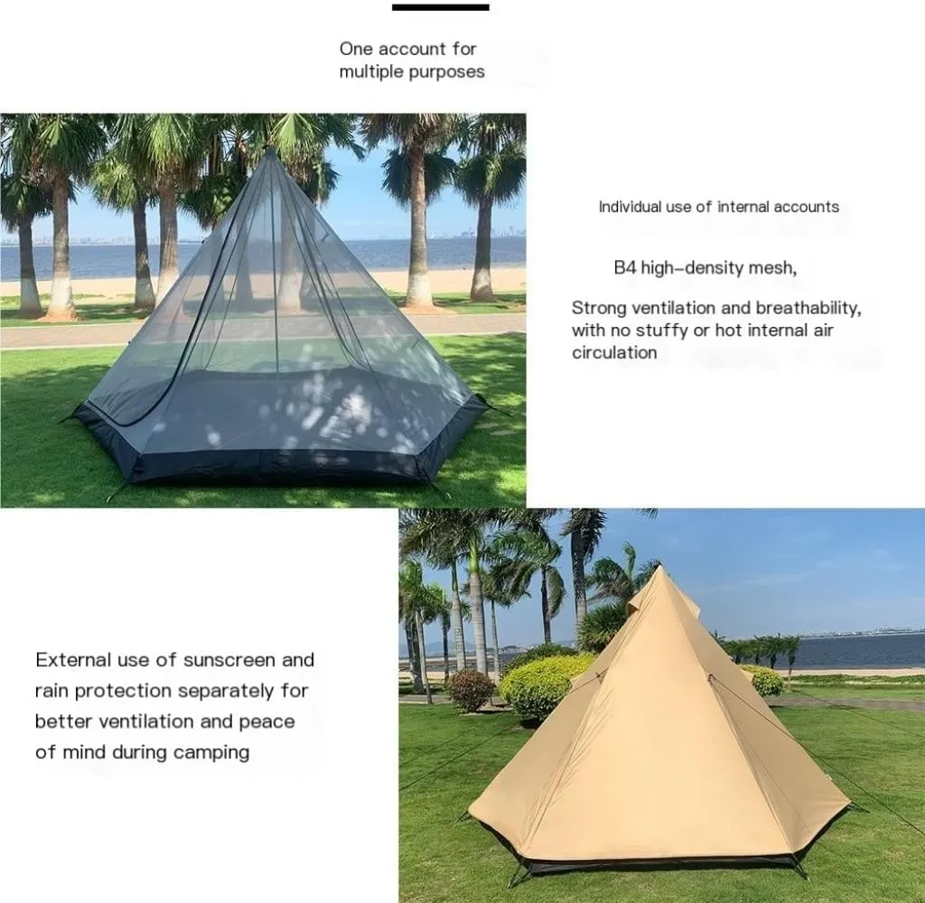 Spacious and Lightweight 3-4 Person Family Outdoor Tent Double-Layer Breathable Rainproof Peaked Camping Tent Camping Equipment Outdoor Tent