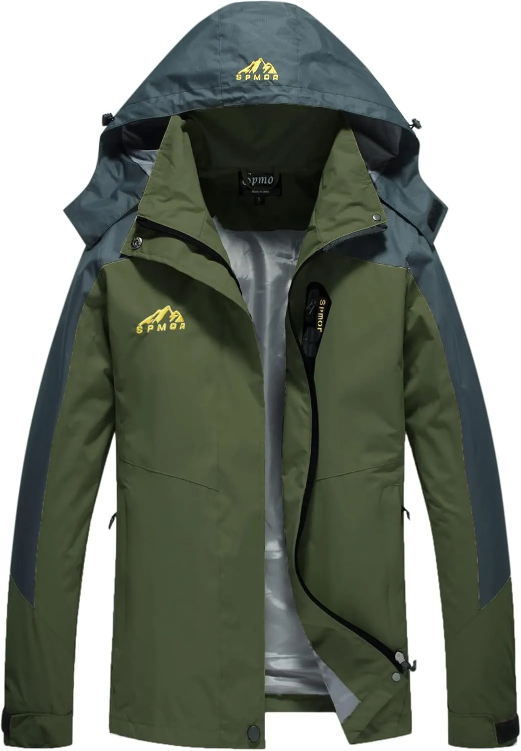 Spmor Women's Waterproof Rain Jacket Windproof Hooded Windbreaker Lightweight Raincoat