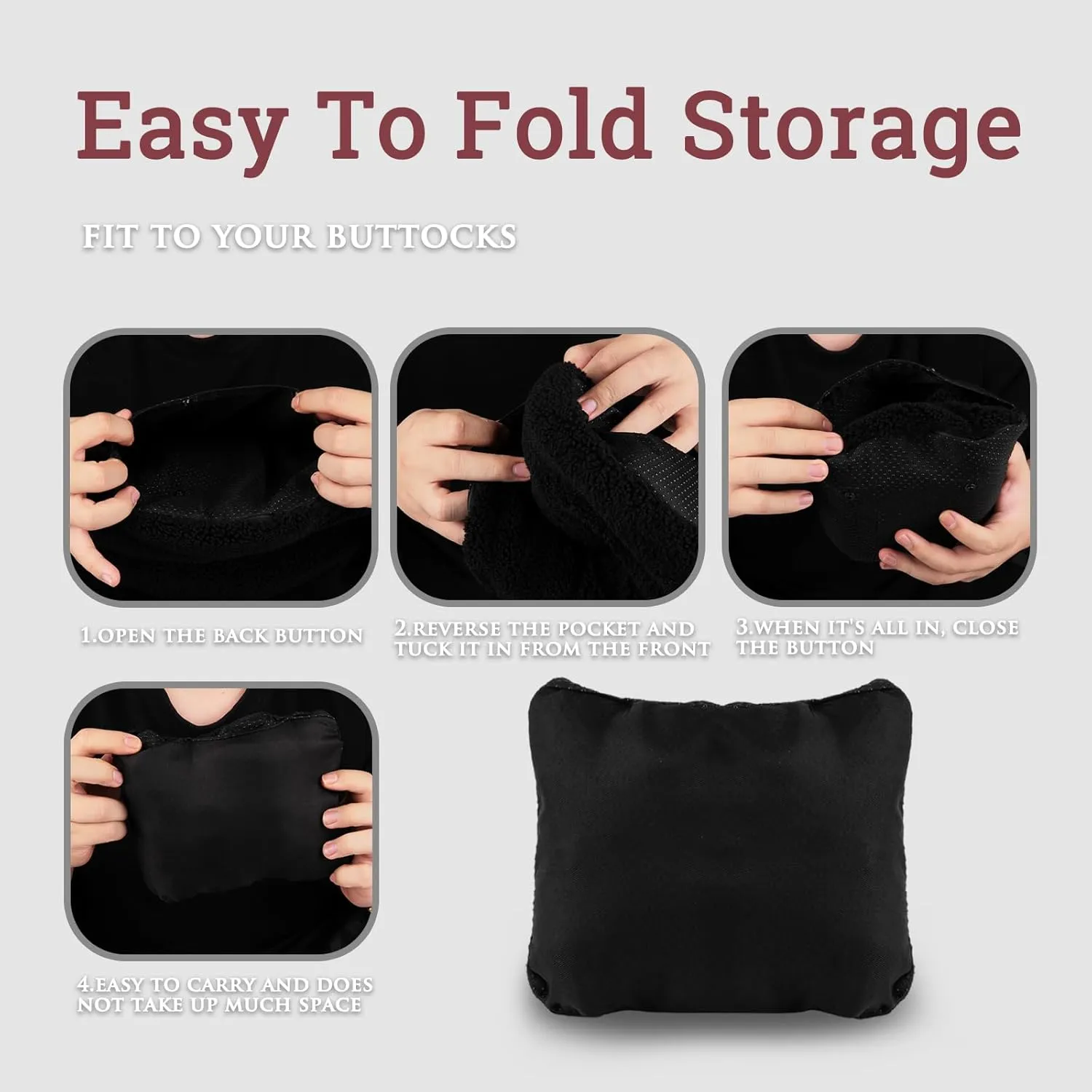 Stadium Seats,Portable Bleacher Seats with Portable Clutch Bag Memory Foam Seat Cushion 2 Pack Anti-Slip Round