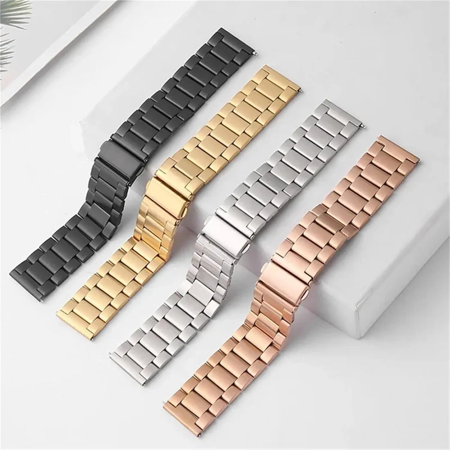 Stainless Steel Band 20mm 22mm Bracelet Strap Folding Buckle Metal Replacement Band