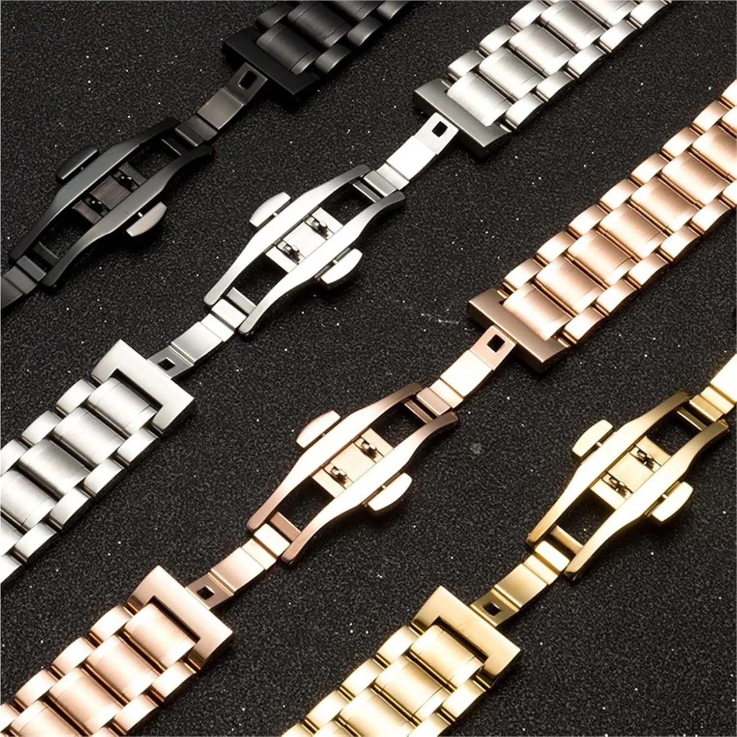 Stainless Steel Band 20mm 22mm Bracelet Strap Folding Buckle Metal Replacement Band