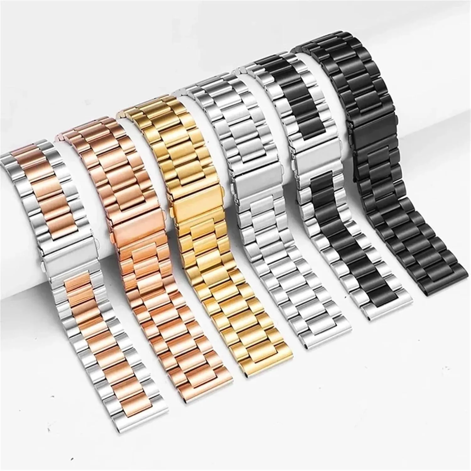 Stainless Steel Band 20mm 22mm Bracelet Strap Folding Buckle Metal Replacement Band