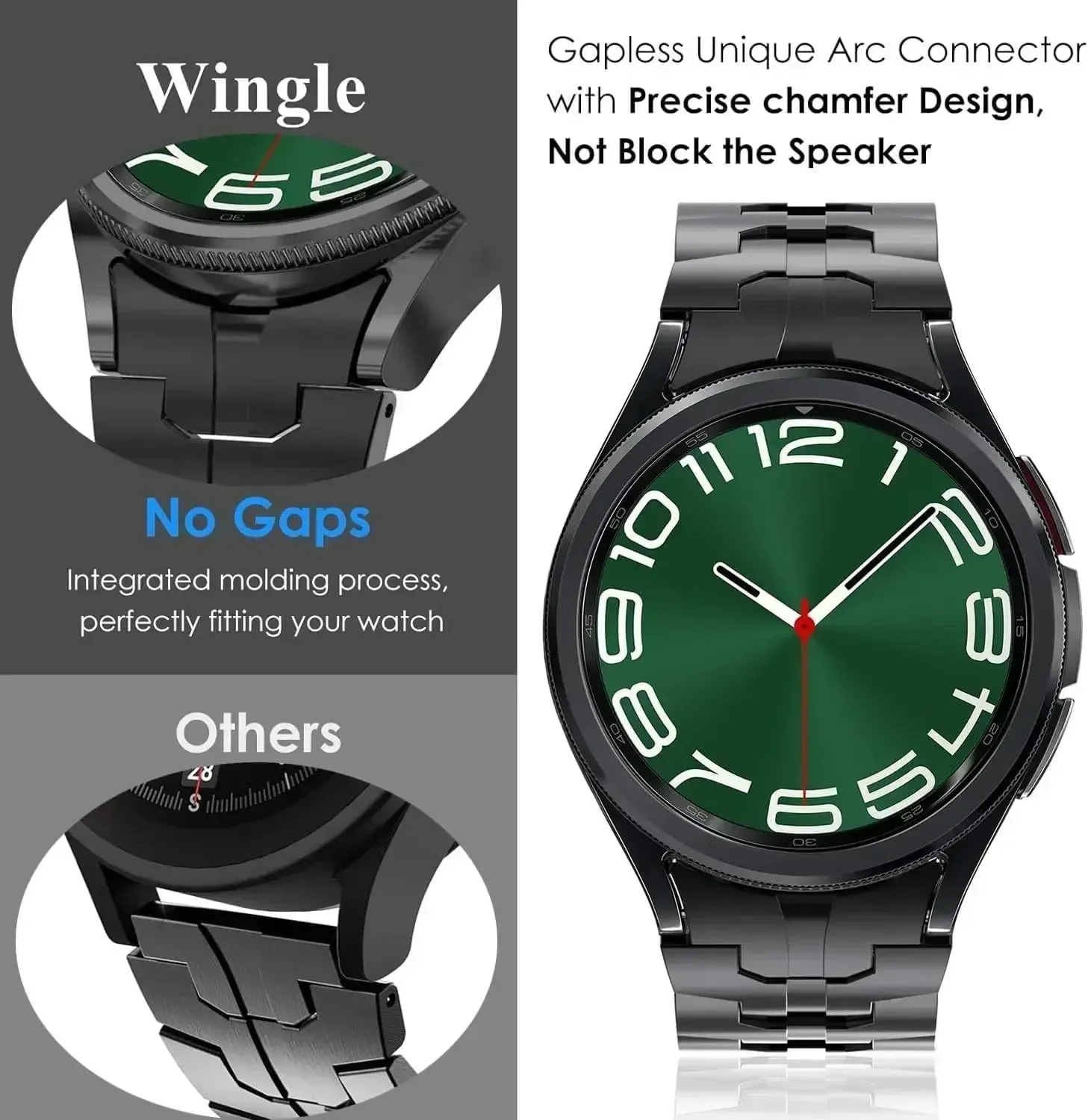 Stainless Steel Bracelet for Galaxy Watch 7 6 5 4 40mm 44mm 6Classic 43 47mm No Gaps Metal Band for 5Pro 45mm