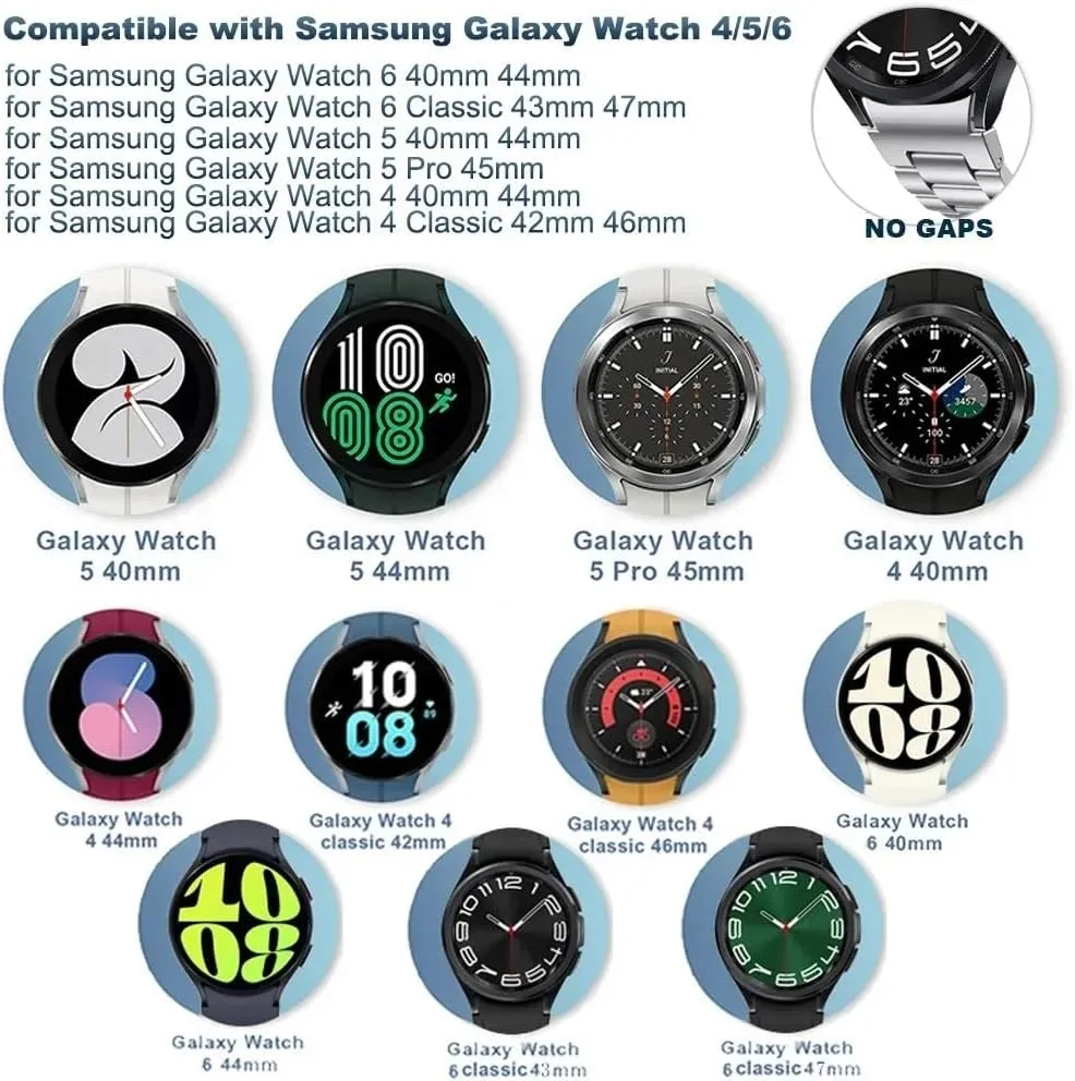 Stainless Steel Bracelet for Galaxy Watch 7 6 5 4 40mm 44mm 6Classic 43 47mm No Gaps Metal Band for 5Pro 45mm