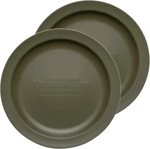 Stainless Steel Camping Plates 2pcs Set, Insulated Dinnerware Portable Cookware, for Outdoor Camping Hiking BBQ Picnic Home, Olive-green