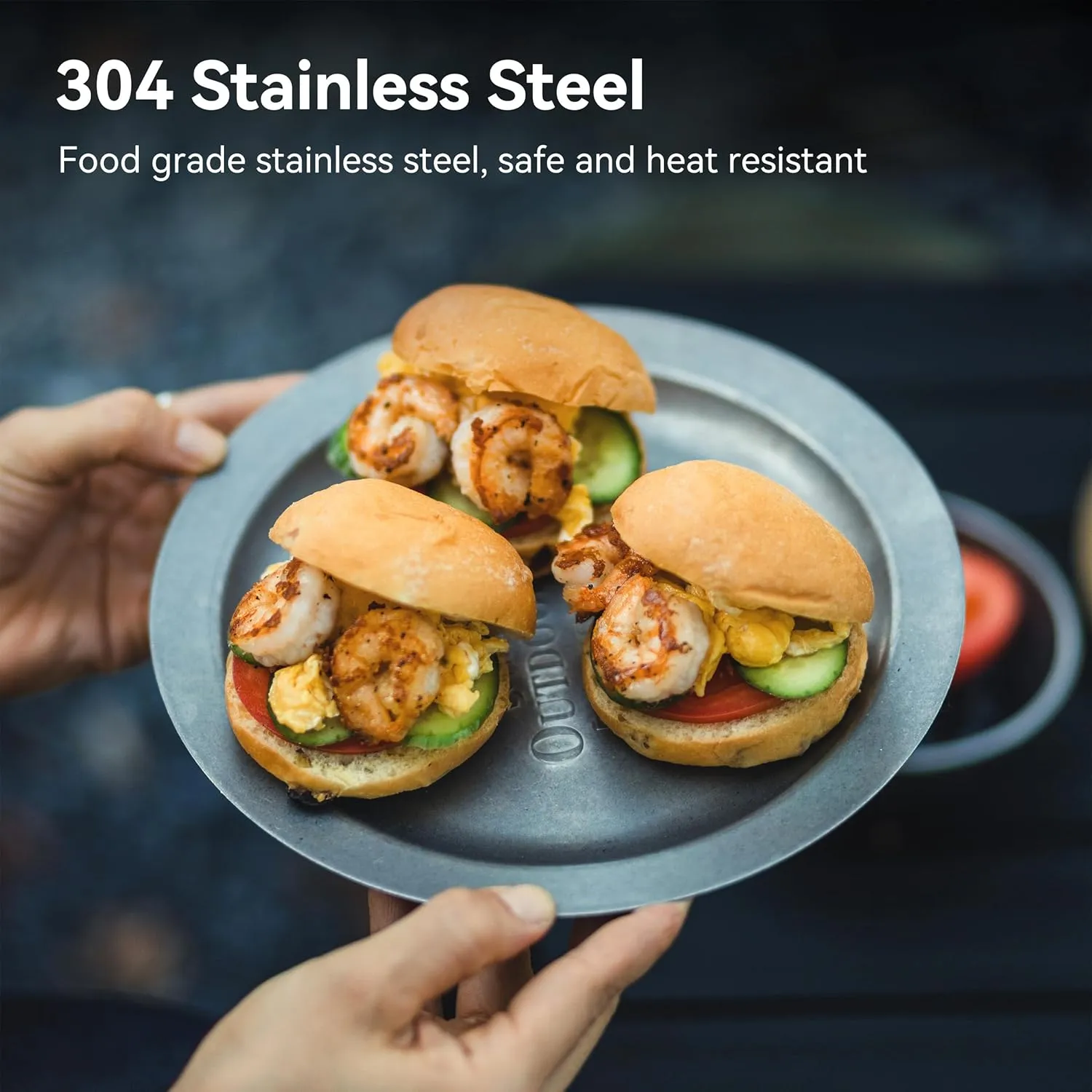 Stainless Steel Camping Plates 2pcs Set, Insulated Dinnerware Portable Cookware, for Outdoor Camping Hiking BBQ Picnic Home, Olive-green