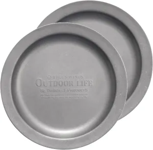 Stainless Steel Camping Plates 2pcs Set, Insulated Dinnerware Portable Cookware, for Outdoor Camping Hiking BBQ Picnic Home, Silver