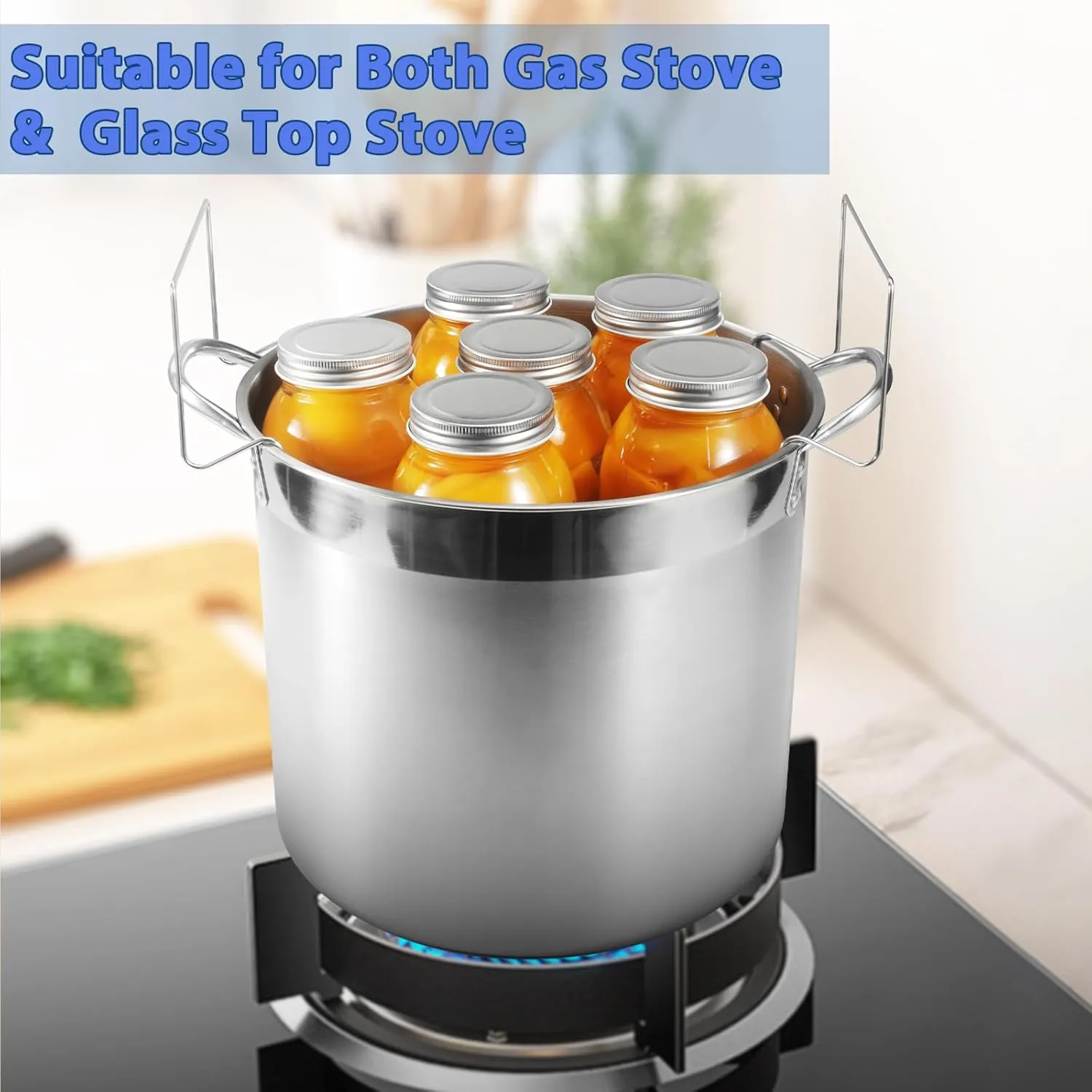 Stainless Steel Canning Pot with Rack and Lid, Large Water Bath Canner, Full Home Canning Supplies Starter Kit, Compatible with Induction and Glass Top Stoves (Black)