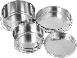 Stainless Steel Cooking Utensils Folding Pots Camping Cookware Camper Stackable Outdoor Picnic Camping
