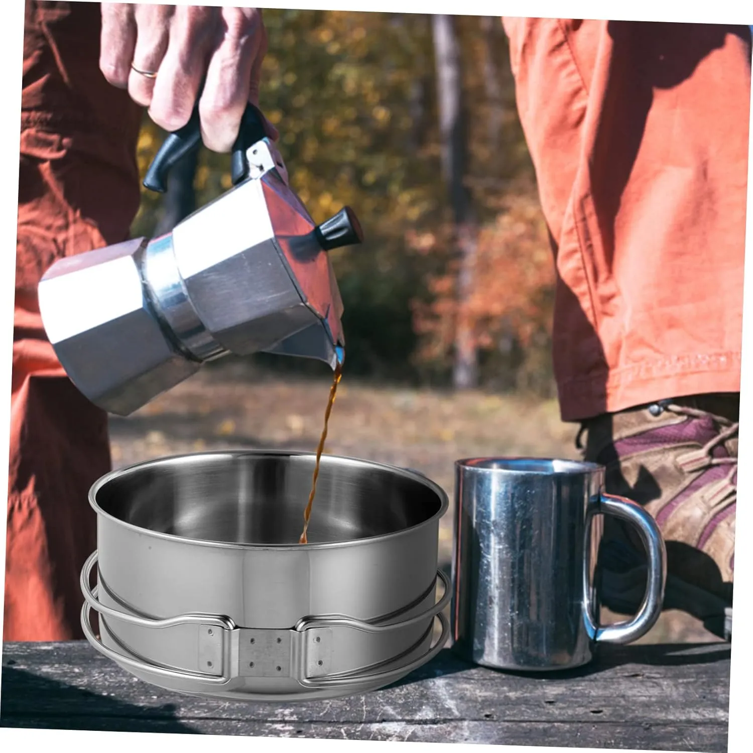 Stainless Steel Cooking Utensils Folding Pots Camping Cookware Camper Stackable Outdoor Picnic Camping