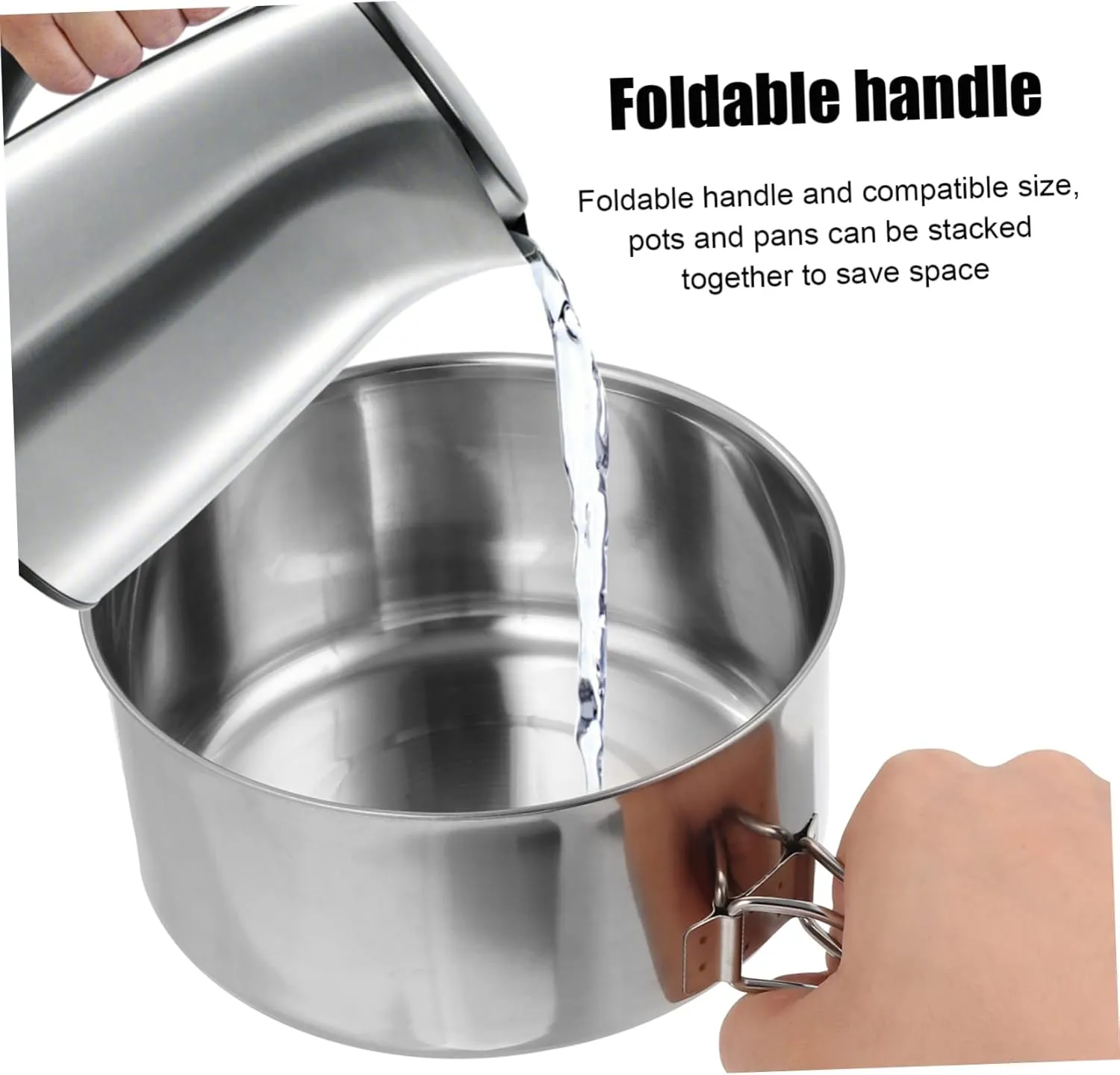 Stainless Steel Cooking Utensils Pots Outdoor Pan Camper Stackable Picnic Portable Camping Skillet
