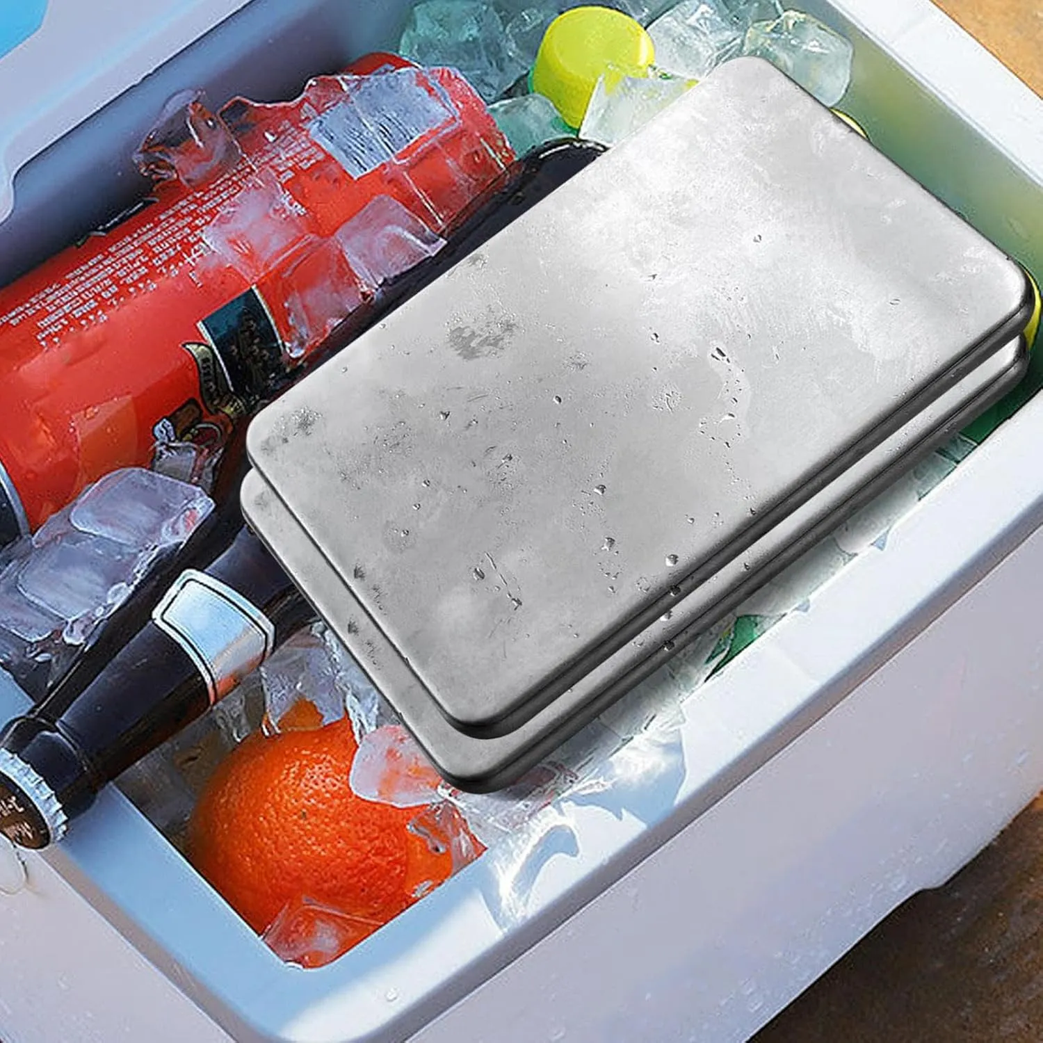 Stainless Steel Cooling Pack - Elegant Drink Coolers | Stainless Steel Ice Packs for Camping, Picnic Basket | No Water Needed Quick Freeze Long-Lasting Multi Use Cooler Accessories for Picnics