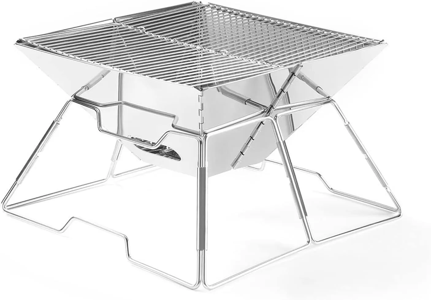 Stainless Steel Folding Camp Table Grill, Outdoor BBQ Rack, Detachable Charcoal Grill for Picnic, Patio, and Garden