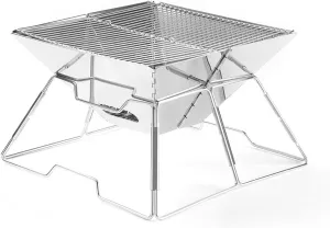 Stainless Steel Folding Camp Table Grill, Outdoor BBQ Rack, Detachable Charcoal Grill for Picnic, Patio, and Garden