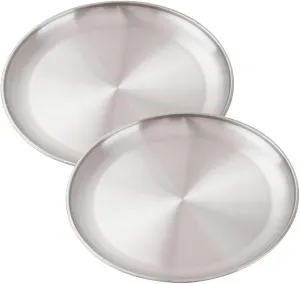 Stainless Steel For Camping Plates 2 Pack Round Tableware for All Your Outdoor Needs (26x1.6cm)