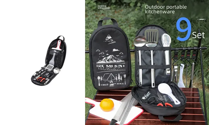 Stainless Steel Nine-Piece Outdoor Cookware Set