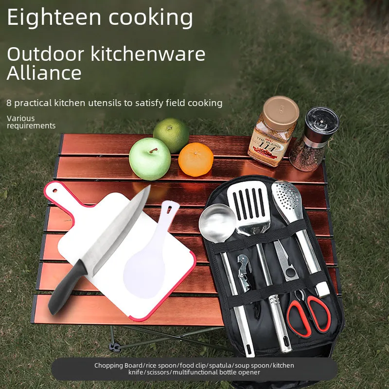 Stainless Steel Nine-Piece Outdoor Cookware Set