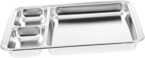 Stainless Steel Plate Food Divided Plate Restaurant Hiking Camping Tool