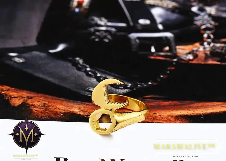 Stainless Steel Ring Hot Sale  Punk Biker Wrench Man Ring Tools Fashion Jewelry